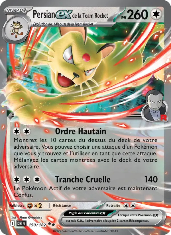 150/182 - Persian EX de la Team Rocket — Carte Pokémon Rivalités Destinées 150/182