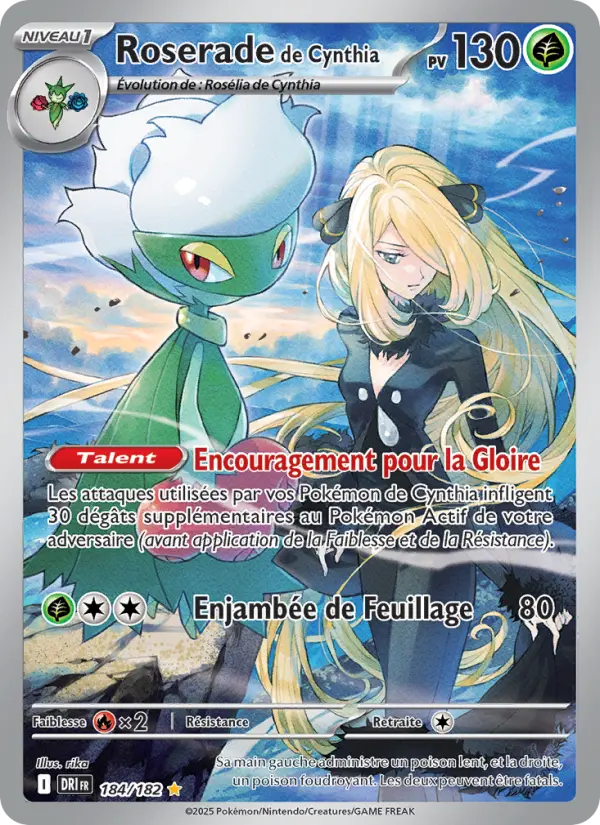 184/182 - Roserade de Cynthia — Carte Pokémon Rivalités Destinées 184/182