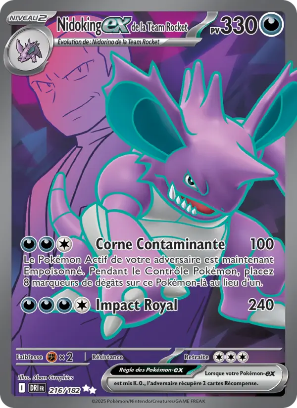 Nidoking-ex de la Team Rocket — Carte Pokémon 216 Rivalités Destinées