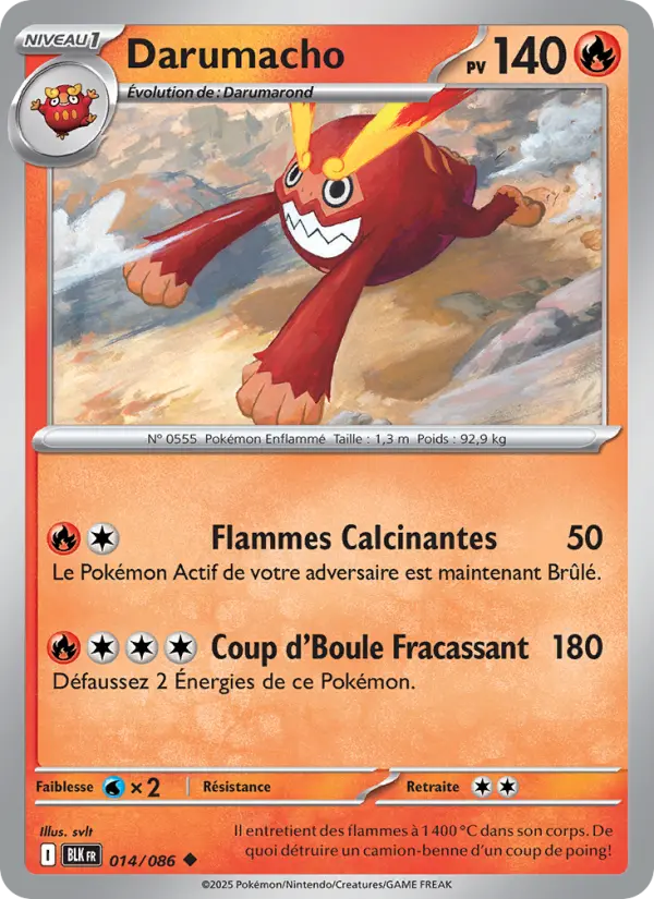 Darumacho — Carte Pokémon 014 Foudre Noire