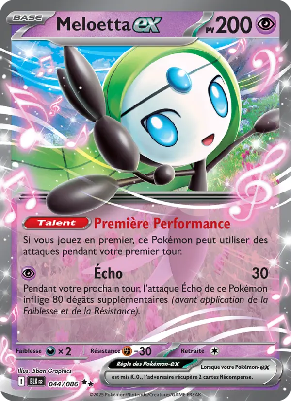 044/086 - Meloetta EX — Carte Pokémon Foudre Noire 044/86