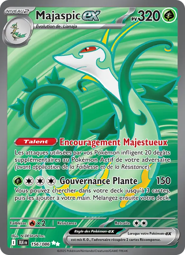 156/086 - Majaspic EX — Carte Pokémon Foudre Noire 156/86