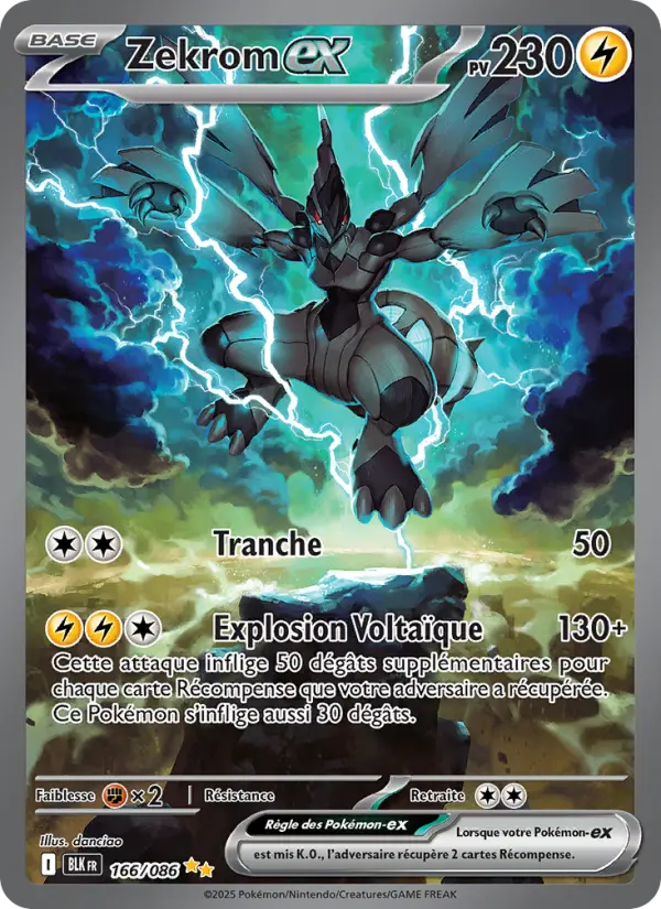 166/086 - Zekrom EX — Carte Pokémon Foudre Noire 166/86