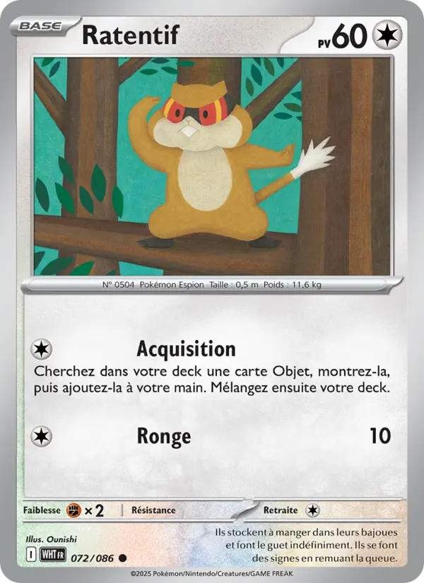 072/086 - Ratentif — Carte Pokémon Flamme Blanche 072/86