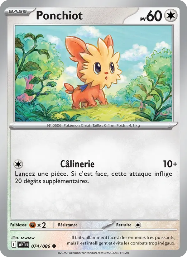 074/086 - Ponchiot — Carte Pokémon Flamme Blanche 074/86