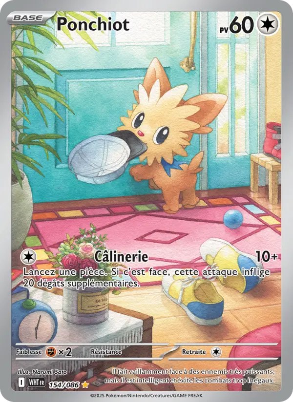 154/086 - Ponchiot — Carte Pokémon Flamme Blanche 154/86
