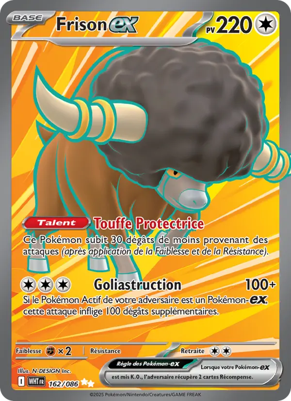 162/086 - Frison EX — Carte Pokémon Flamme Blanche 162/86