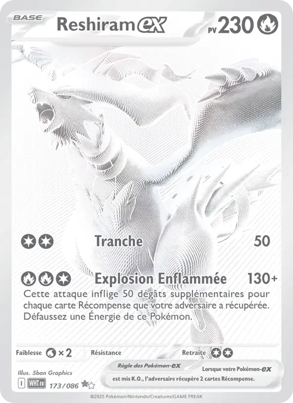 Reshiram-ex — Carte Pokémon 173 Flamme Blanche