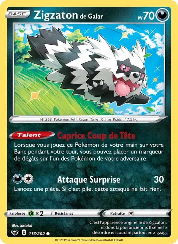 Zigzaton de Galar — Carte Pokémon 117 Épée et Bouclier