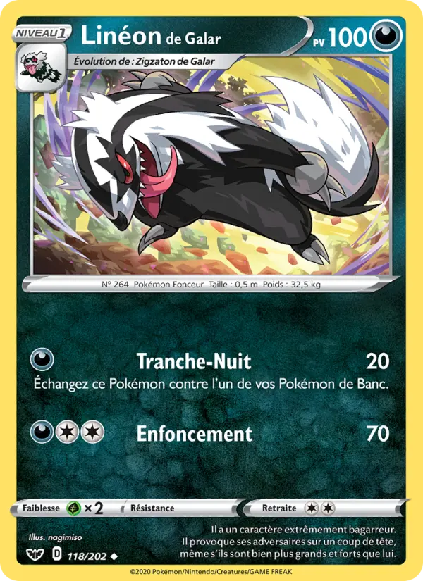 Linéon de Galar — Carte Pokémon 118 Épée et Bouclier