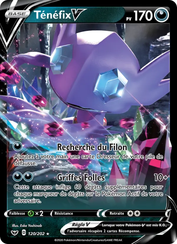 120/202 - Ténéfix V — Carte Pokémon Épée et Bouclier 120/202