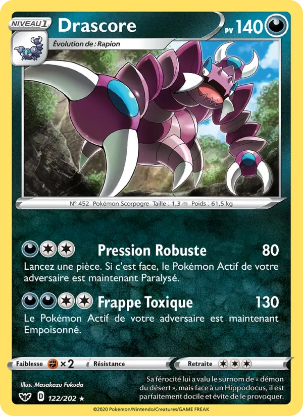 122/202 - Drascore — Carte Pokémon Épée et Bouclier 122/202