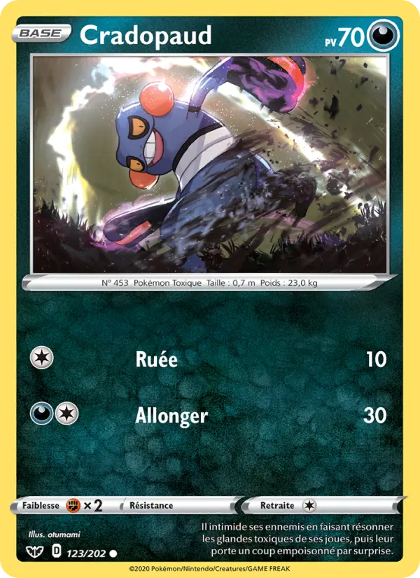 123/202 - Cradopaud — Carte Pokémon Épée et Bouclier 123/202