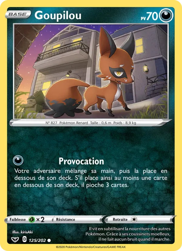 Goupilou — Carte Pokémon 125 Épée et Bouclier