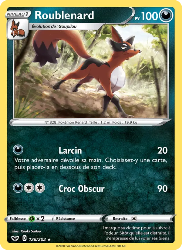 126/202 - Roublenard — Carte Pokémon Épée et Bouclier 126/202
