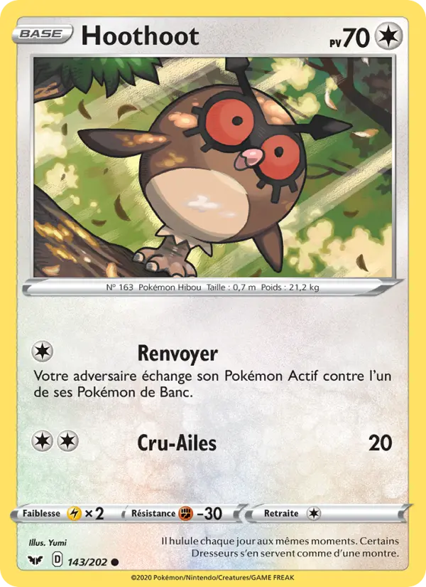 143/202 - Hoothoot — Carte Pokémon Épée et Bouclier 143/202
