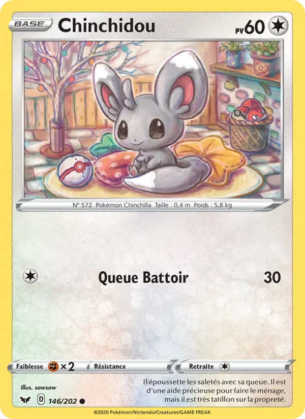 146/202 - Chinchidou — Carte Pokémon Épée et Bouclier 146/202