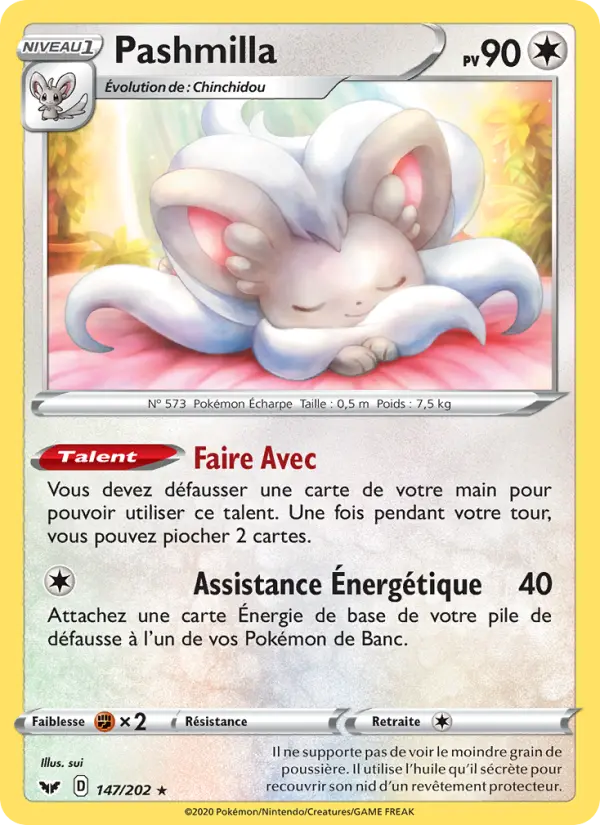 Pashmilla — Carte Pokémon 147 Épée et Bouclier