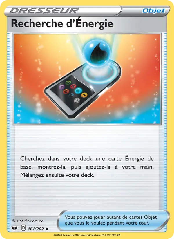 Recherche d'Énergie — Carte Pokémon 161 Épée et Bouclier