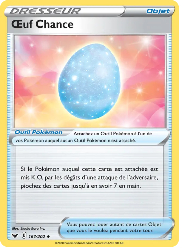 167/202 - Œuf Chance — Carte Pokémon Épée et Bouclier 167/202