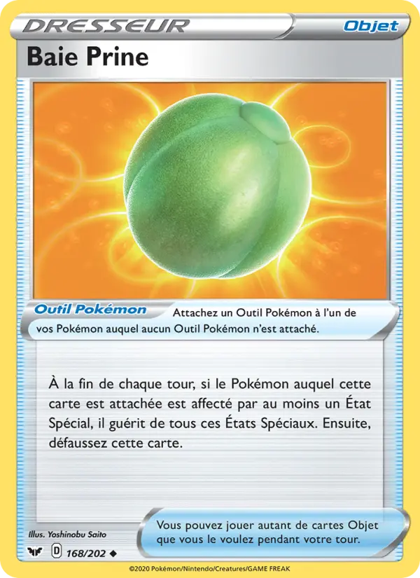 168/202 - Baie Prine — Carte Pokémon Épée et Bouclier 168/202