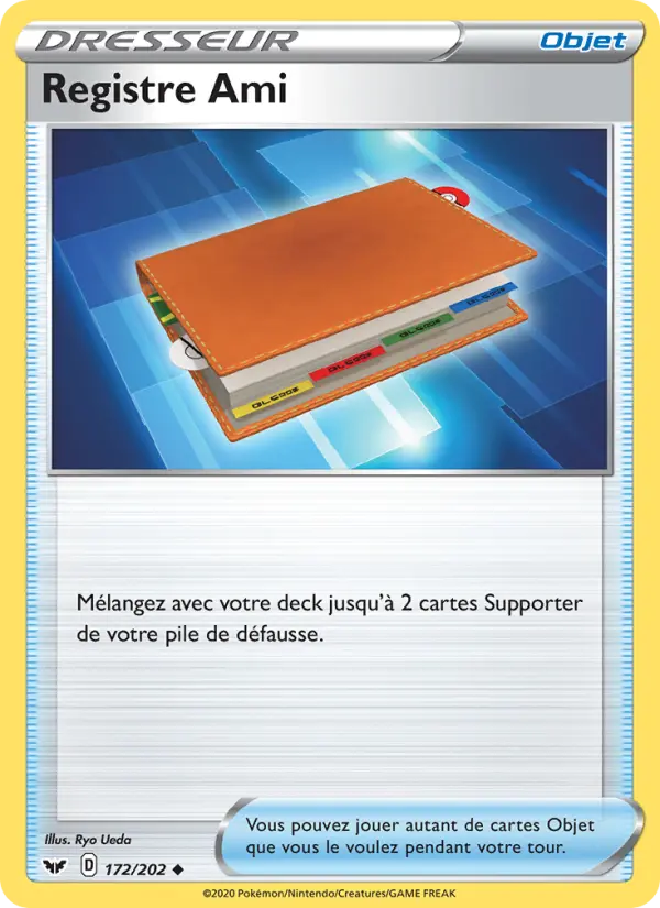 172/202 - Registre Ami — Carte Pokémon Épée et Bouclier 172/202