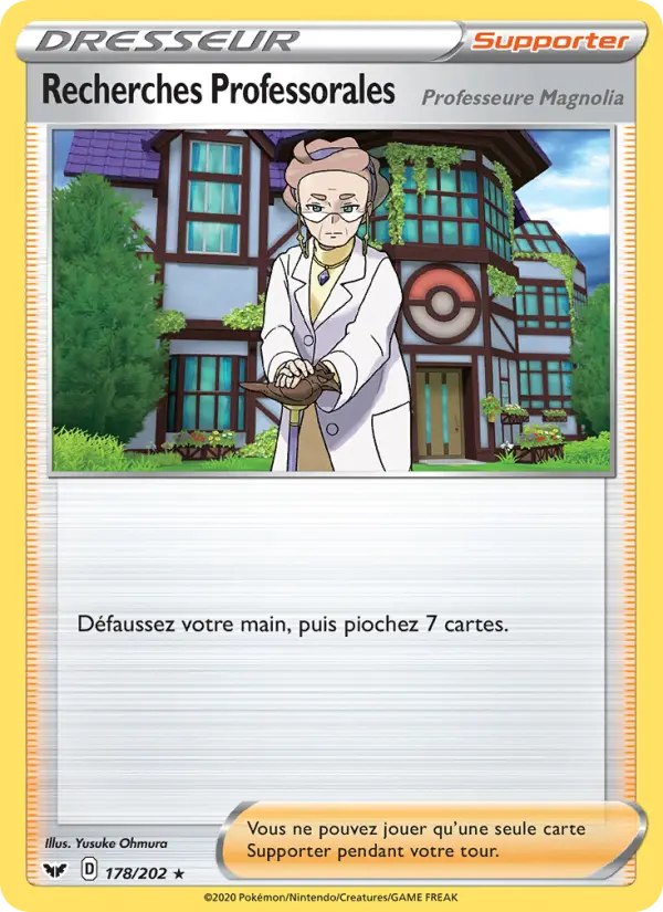 178/202 - Recherches Professorales (Professeure Magnolia) — Carte Pokémon Épée et Bouclier 178/202