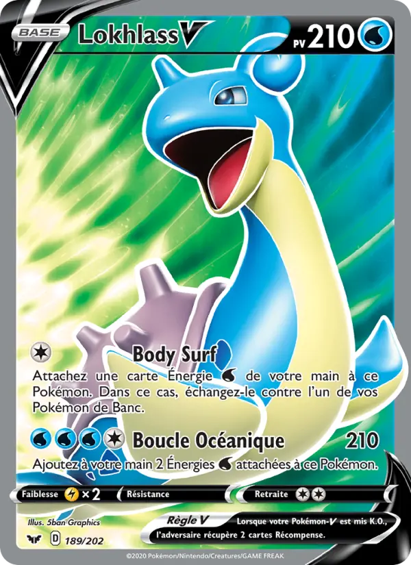 189/202 - Lokhlass V — Carte Pokémon Épée et Bouclier 189/202