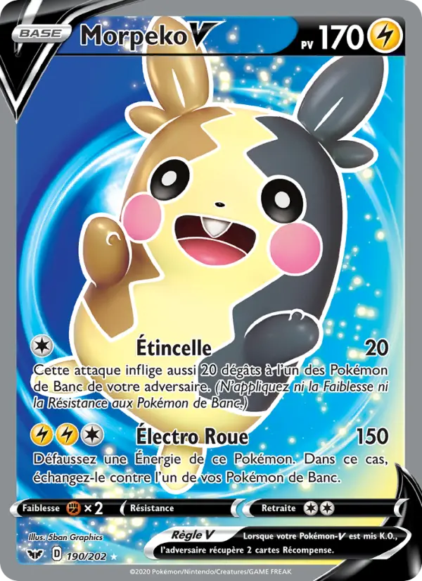 190/202 - Morpeko V — Carte Pokémon Épée et Bouclier 190/202
