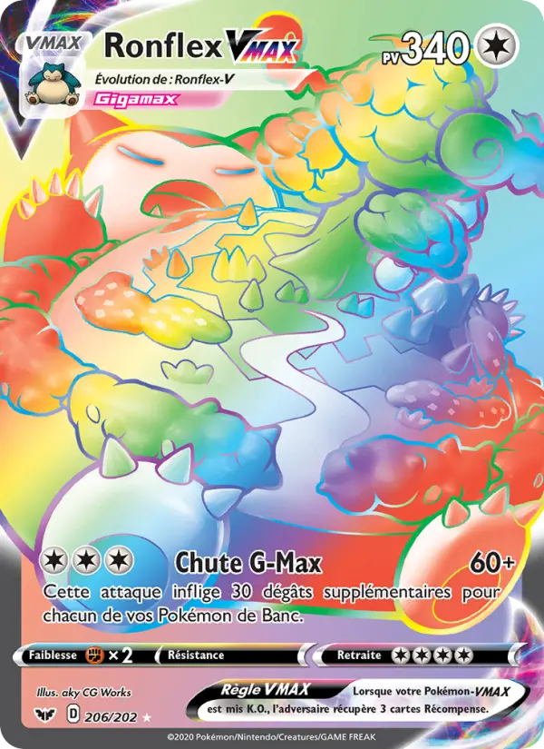 206/202 - Ronflex VMAX — Carte Pokémon Épée et Bouclier 206/202