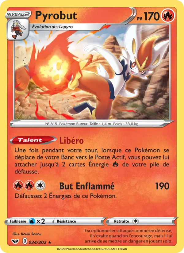 Pyrobut — Carte Pokémon 34 Épée et Bouclier