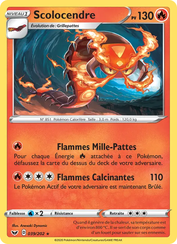 Scolocendre — Carte Pokémon 39 Épée et Bouclier