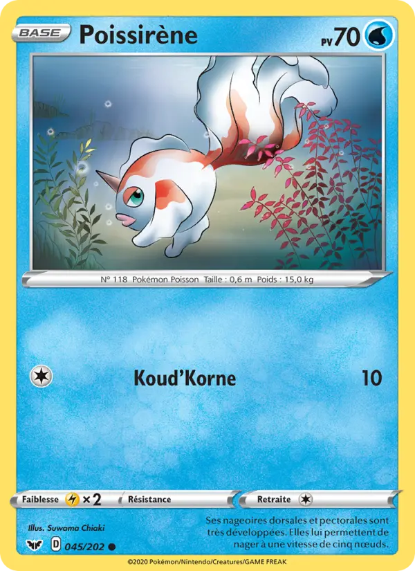 045/202 - Poissirène — Carte Pokémon Épée et Bouclier 45/202