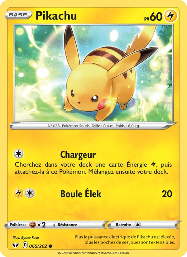 065/202 - Pikachu — Carte Pokémon Épée et Bouclier 65/202