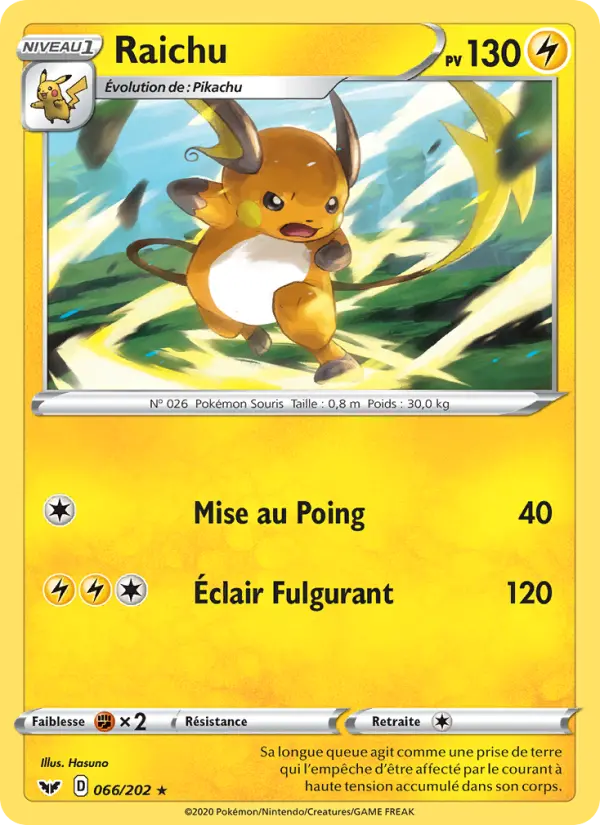 066/202 - Raichu — Carte Pokémon Épée et Bouclier 66/202
