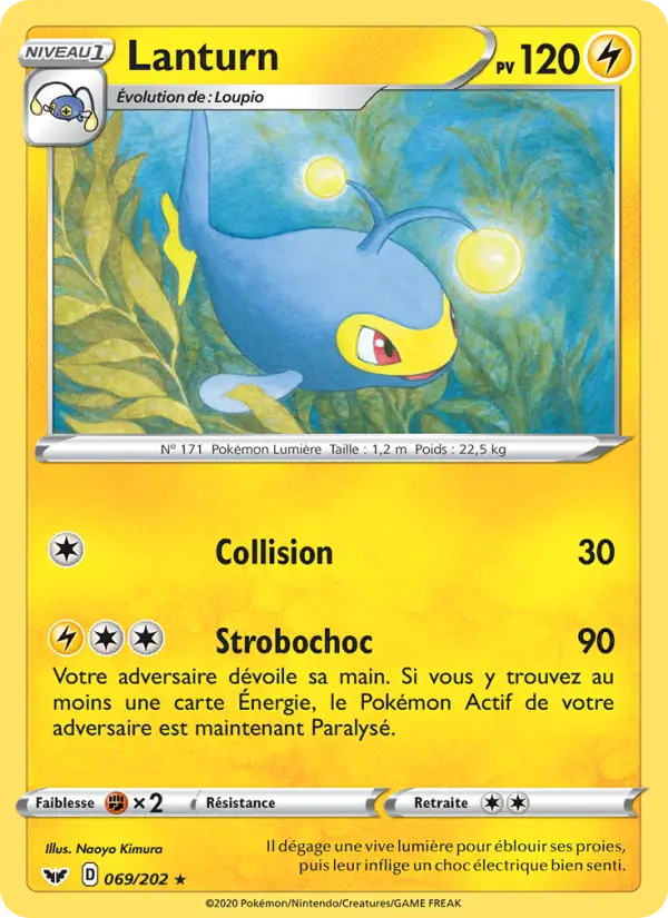 069/202 - Lanturn — Carte Pokémon Épée et Bouclier 69/202