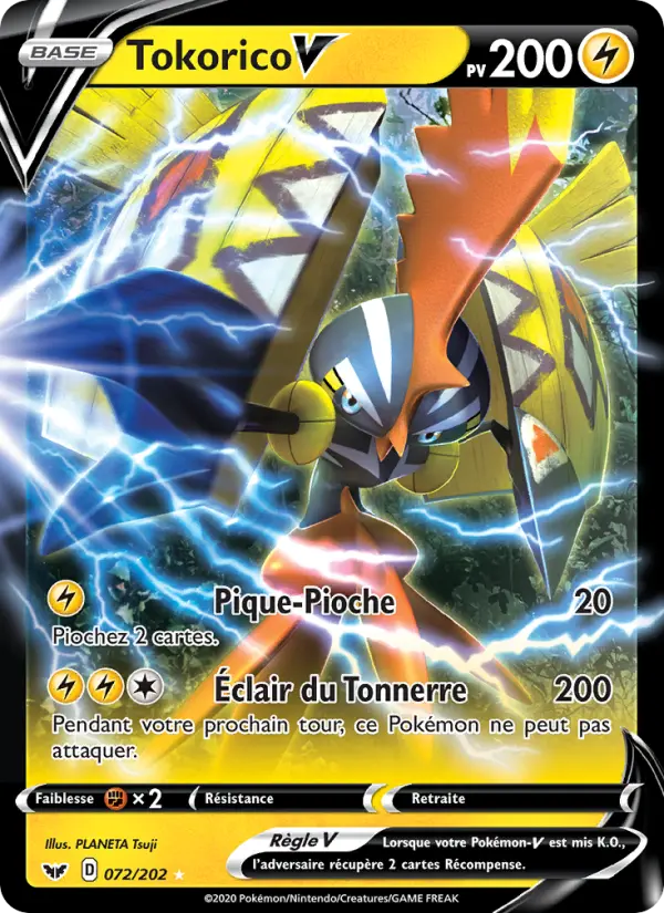 072/202 - Tokorico V — Carte Pokémon Épée et Bouclier 72/202