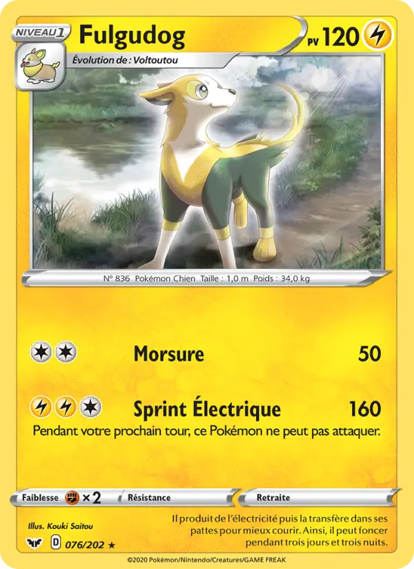 076/202 - Fulgudog — Carte Pokémon Épée et Bouclier 76/202