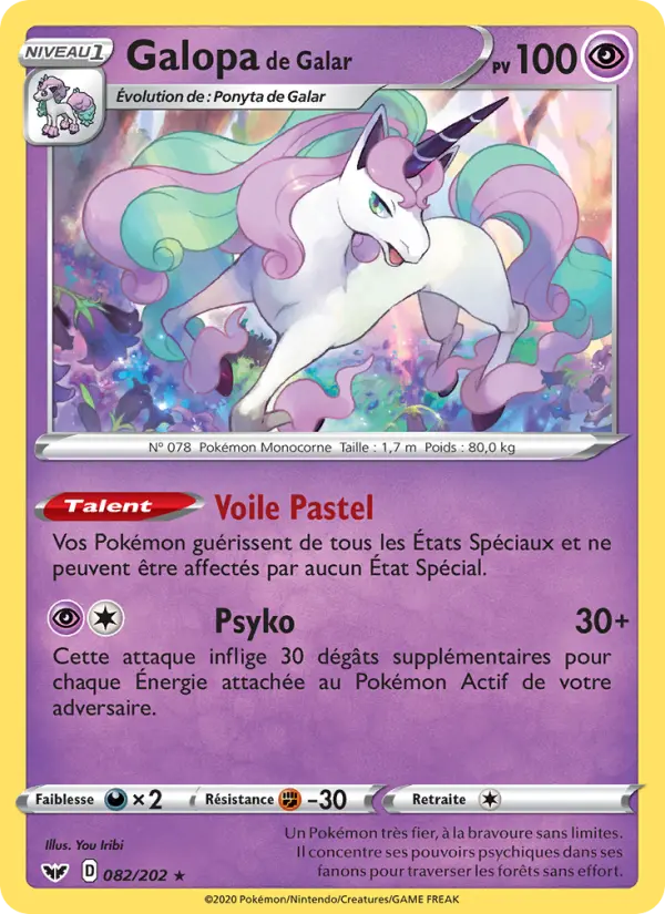 082/202 - Galopa de Galar — Carte Pokémon Épée et Bouclier 82/202
