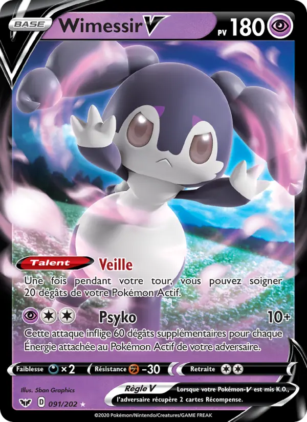 091/202 - Wimessir V — Carte Pokémon Épée et Bouclier 91/202