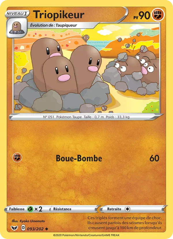 093/202 - Triopikeur — Carte Pokémon Épée et Bouclier 93/202