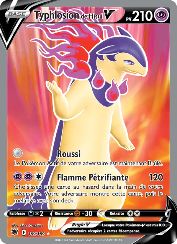 169/189 - Typhlosion de Hisui V — Carte Pokémon Astres Radieux 169/189