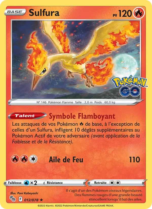 012/078 - Sulfura — Carte Pokémon Pokémon GO 012/78
