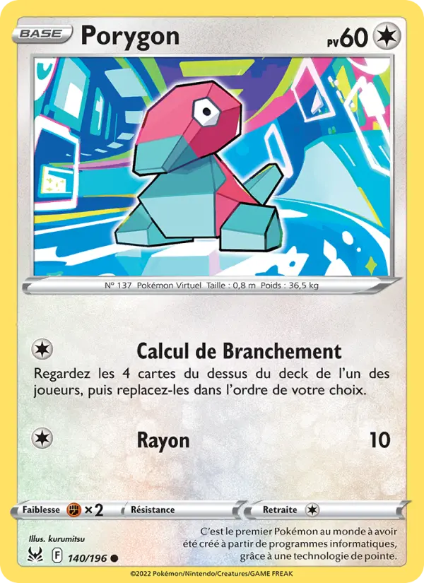 140/196 - Porygon — Carte Pokémon Origine Perdue 140/196