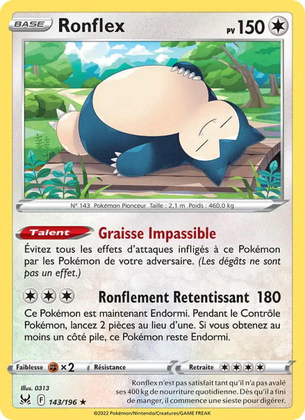 143/196 - Ronflex — Carte Pokémon Origine Perdue 143/196