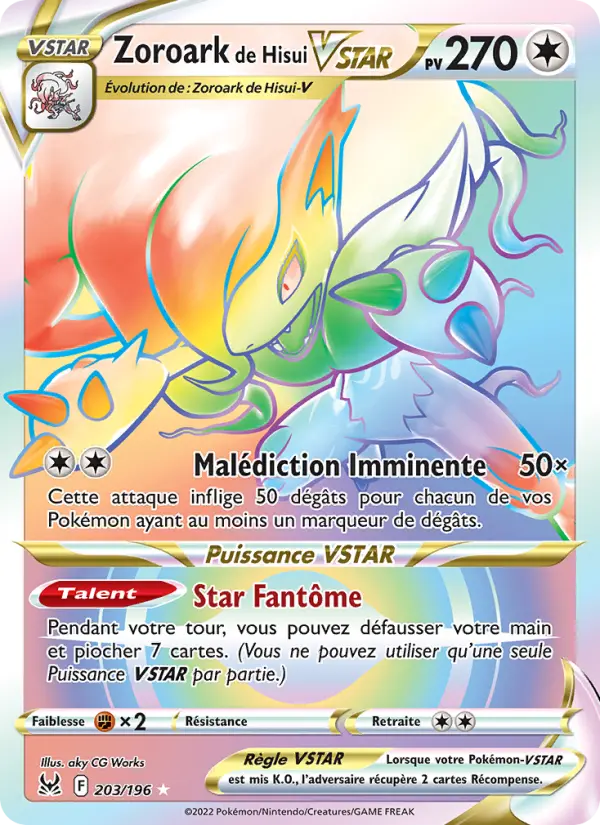 203/196 - Zoroark de Hisui VSTAR — Carte Pokémon Origine Perdue 203/196