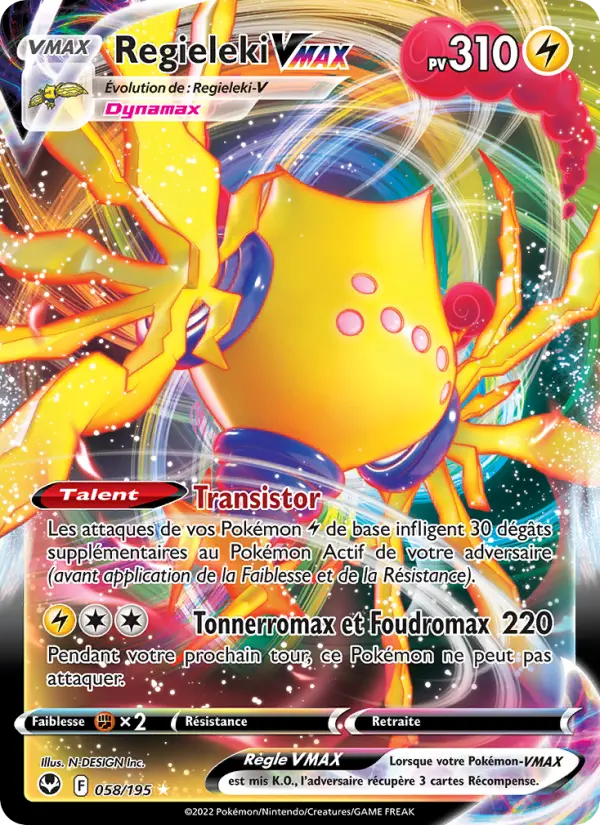 Regieleki VMAX — Carte Pokémon 058 Tempête Argentée