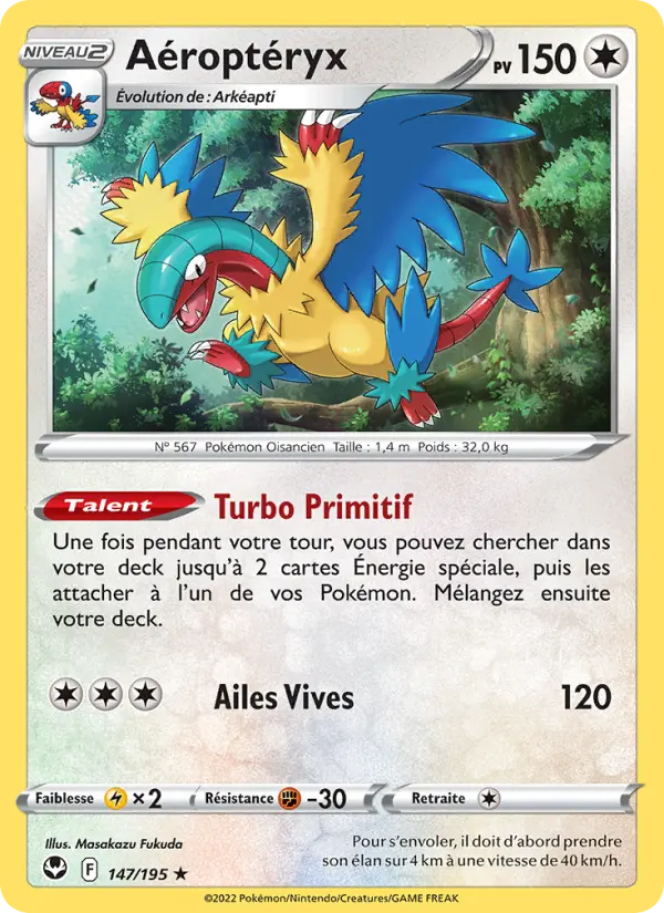 Aéroptéryx — Carte Pokémon 147 Tempête Argentée