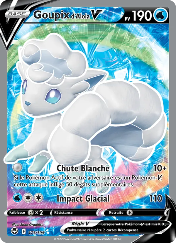 173/195 - Goupix d'Alola V — Carte Pokémon Tempête Argentée 173/195
