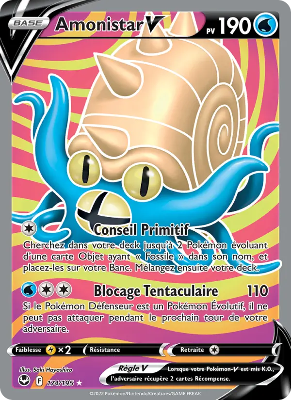 Amonistar V — Carte Pokémon 174 Tempête Argentée